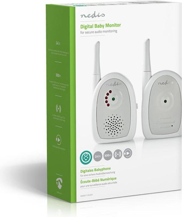 Image du produit Nedis Moniteur audio pour bébé | FHSS (Frequency-Hopping Spread Spectrum) | Portée : 300 m | Durée de vie (Babyphone Audio, 300 m)