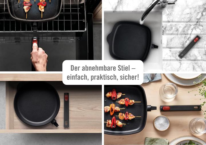 Immagine prodotto Woll Padella piatta antiaderente, senza PFAS, con manico rimovibile, adatta a tutti i fornelli e forno (Padella per friggere, Alluminio pressofuso, 32 x 5 cm)