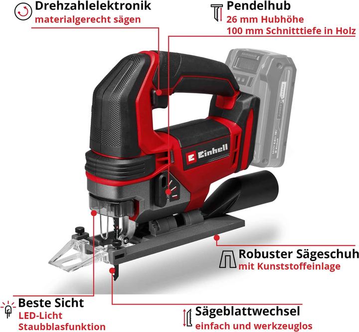 Actual product image Einhell Accu Decoupeerzaag TE-JS 18 Li Solo decoupeerzaag Accu en oplader niet inbegrepen