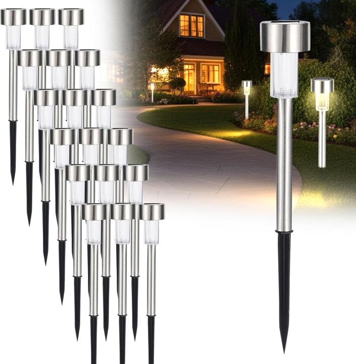 Produktbild Casativo 18er-Set Mini-Solar-Wegeleuchten mit Dämmerungssensor und Erdspiess