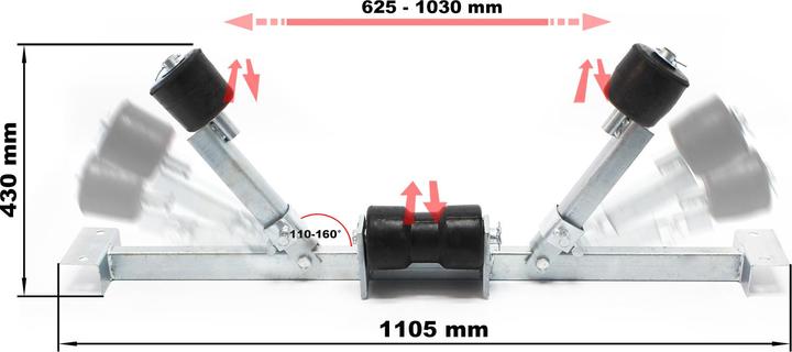 Produktbild Wiltec Kleine Pendelrolle Boot 111cm Sliphilfe Kielrolle Zentrierhilfe Kielrolle