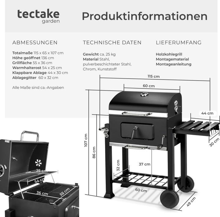 Image du produit tectake Gril à charbon de bois (55 cm)