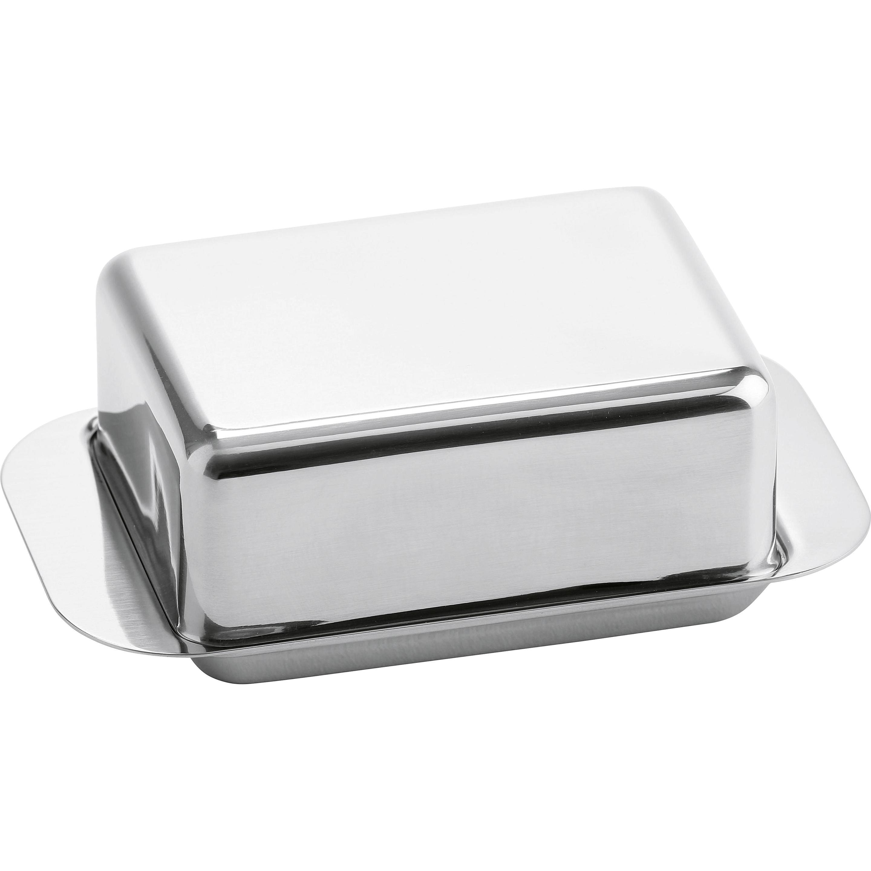 Weis Piatto da burro per 125g di burro 12,5x7,5x4,5cm in acciaio inossidabile, Contenitori per alimenti, Grigio