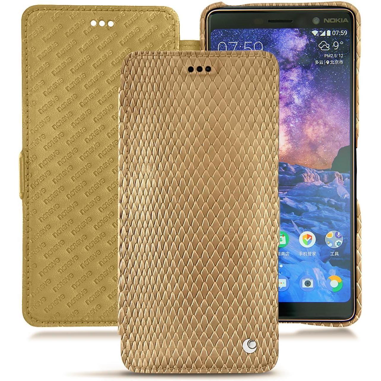 Noreve Lederschutzhülle horizontal (Apple iPhone 7 Plus), Smartphone Hülle, Beige