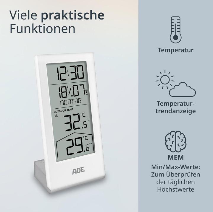 Image du produit ADE Wetterstation mit Funk-Aussensensor Weiss, Funktionen