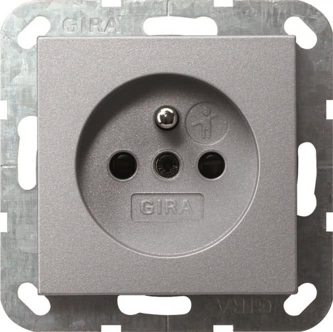 Productafbeelding Gira Stopcontact aardpen 048526 Systeem 55 kleur alu erh. Aanraken.