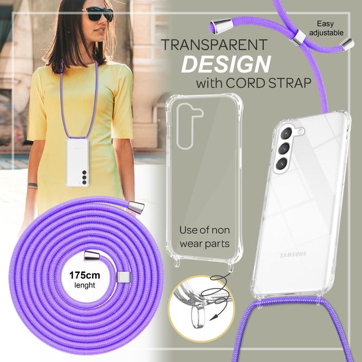 Actual product image Nalia Clear hybrid case with chain to hang around the neck