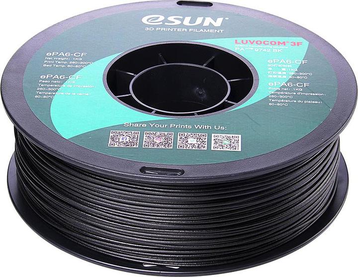 eSUN ePAHT-CF Filamento in fibra di carbonio di nylon 1,75mm 0,75Kg (Nylon, 1.75 mm, 750 g, Nero)