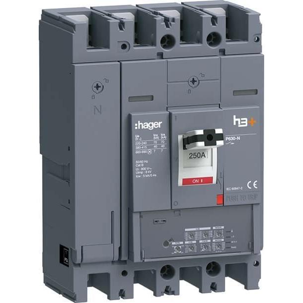 Hager HNW251JR h3+ P630 LSI 4P4D250A 40kA Leistungsschalter, Relais