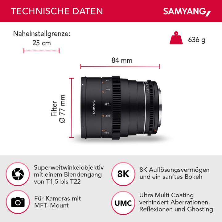 Produktbild Samyang 24mm T1.5 MK2 MFT (Micro Four Thirds, APS-C / DX, Micro Four Thirds, Vollformat)