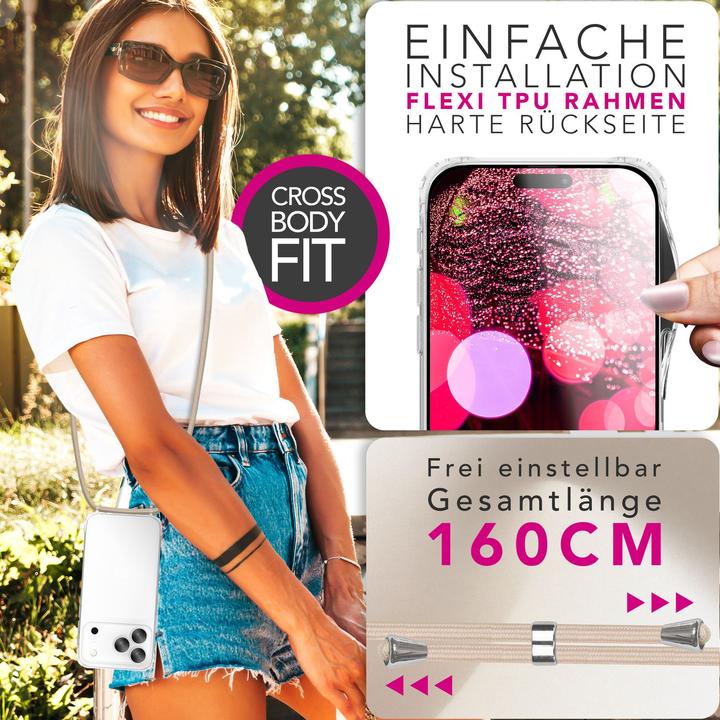 Produktbild Nalia Cover "Hangit" - Klare Hülle mit Band zum Umhängen, 160cm Handy Kette - Wearable Phone Case