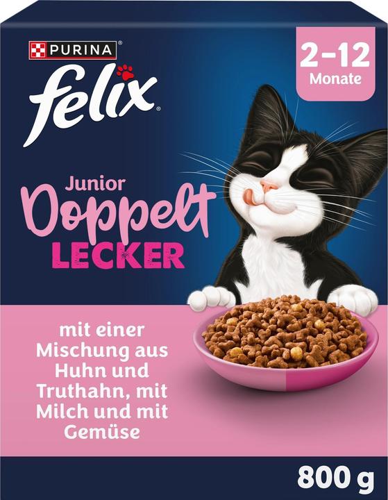 Produktbild Felix Doppelt Lecker Junior (Junior, Welpe + Kitten, 1 Stk., 800 g)