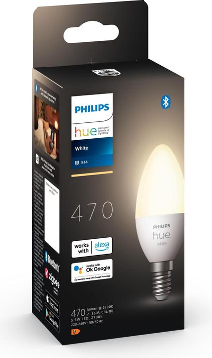 Image du produit Philips Hue White BT (E14, 5.50 W, 470 lm, 1 x, F)