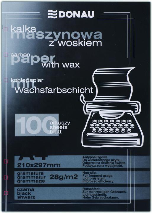 Produktbild Donau Kohlepapier, für schreibmaschinen, gewachst, a4, 100 stück, schwarz (A4)
