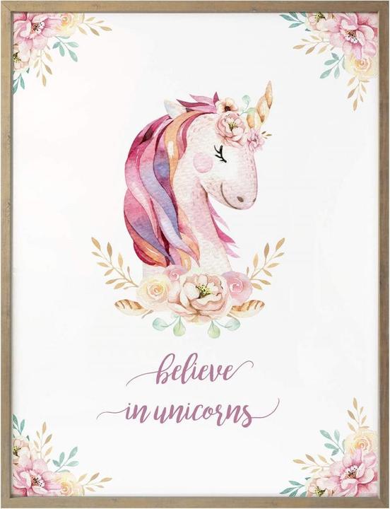 Immagine prodotto Trenddeko Kvilis - Credere in unicorni - unicorno con fiori (80 x 100 cm)