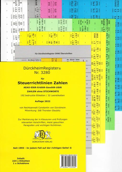 Produktbild DürckheimRegister® STEUERRICHTLINIEN 2022 Gesetze und §§, ohne Stichworte
