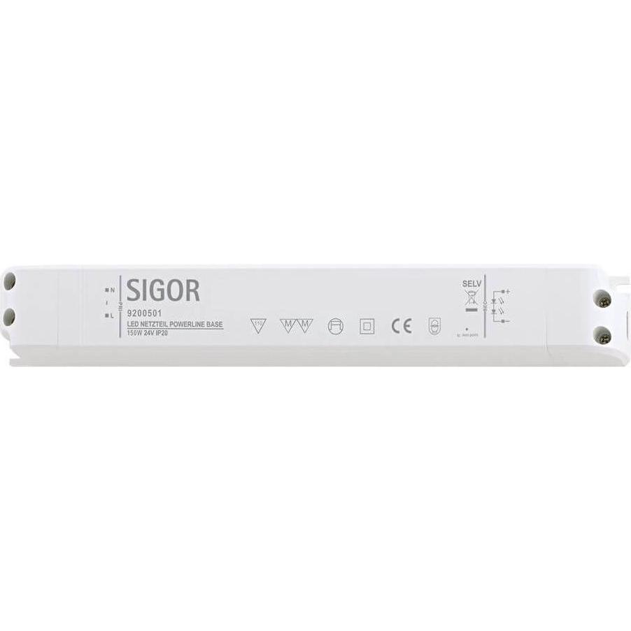 Sigor, Accessori per illuminazione, Alimentatore POWERLINE BASE 150W 24VDC 300x40x40 6.25A IP20