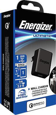 Energizer Ultimate Wall Charger 1xUSB + USB-C (1m) black (1 pcs., Chargers without battery)