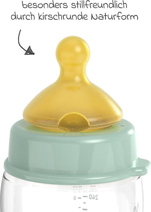 Produktbild NIP Babyflaschen PP-Flasche Cherry Green 260 ml + Latex-Trinksauger (260 ml)