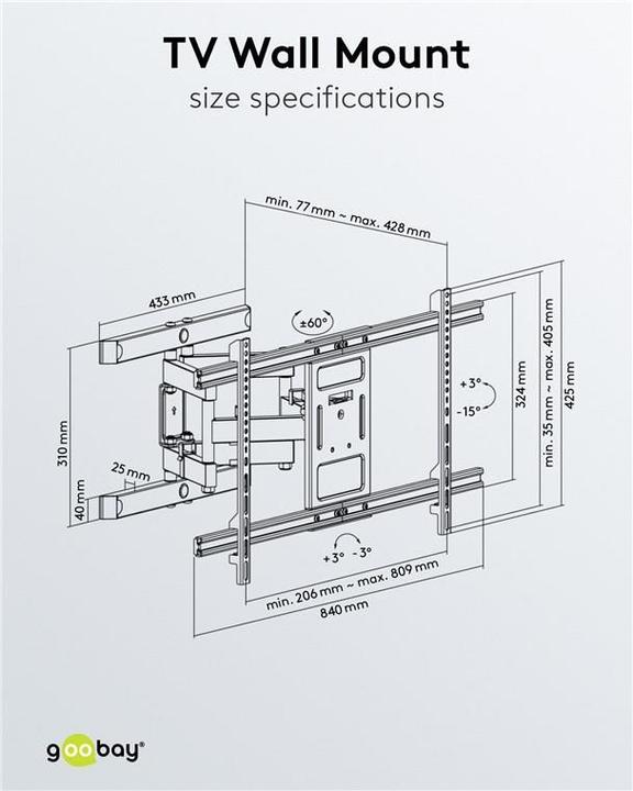 Actual product image Goobay Fullmotion Pro (Wall, 60 kg, 43" - 100")