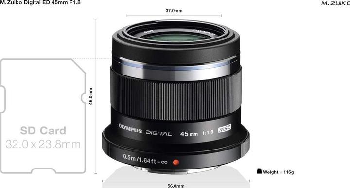 Actual product image Olympus ED 45mm f/1.8 (Micro Four Thirds, Micro Four Thirds)