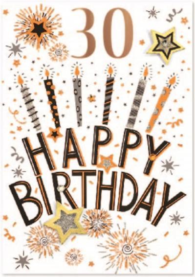 Produktbild Simon Elvin Kerze Grusskarte Isabel Garden 30. Geburtstag 6erPack Karton (6 Stk.)