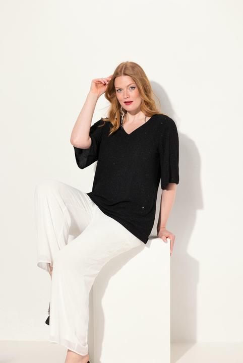 Actual product image Ulla Popken Sparkling Layered Short Sleeve Tee (42, 44)