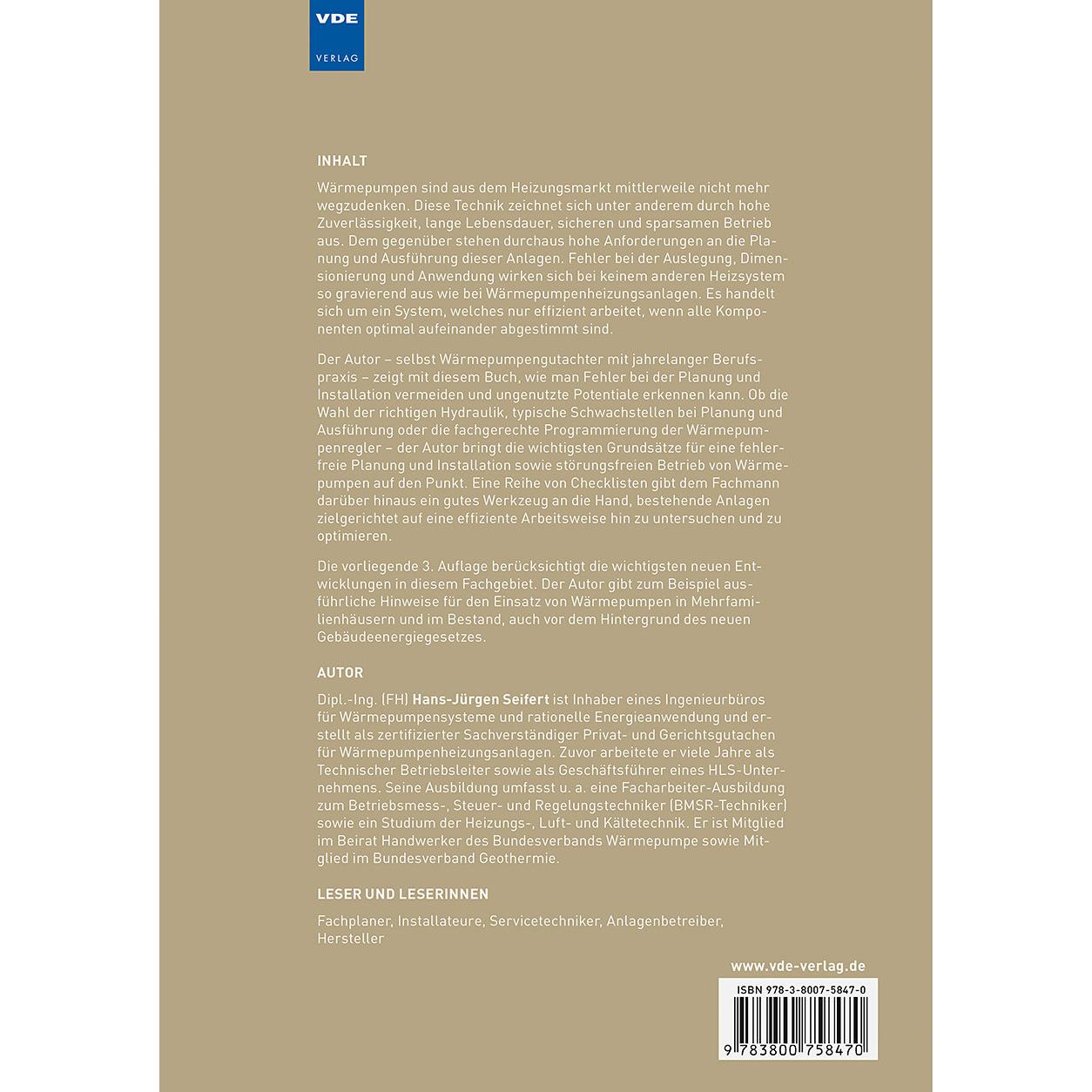 Thumbnail - Effizienter Betrieb von Wärmepumpenanlagen, Fachbücher von Hans-Jürgen Seifert