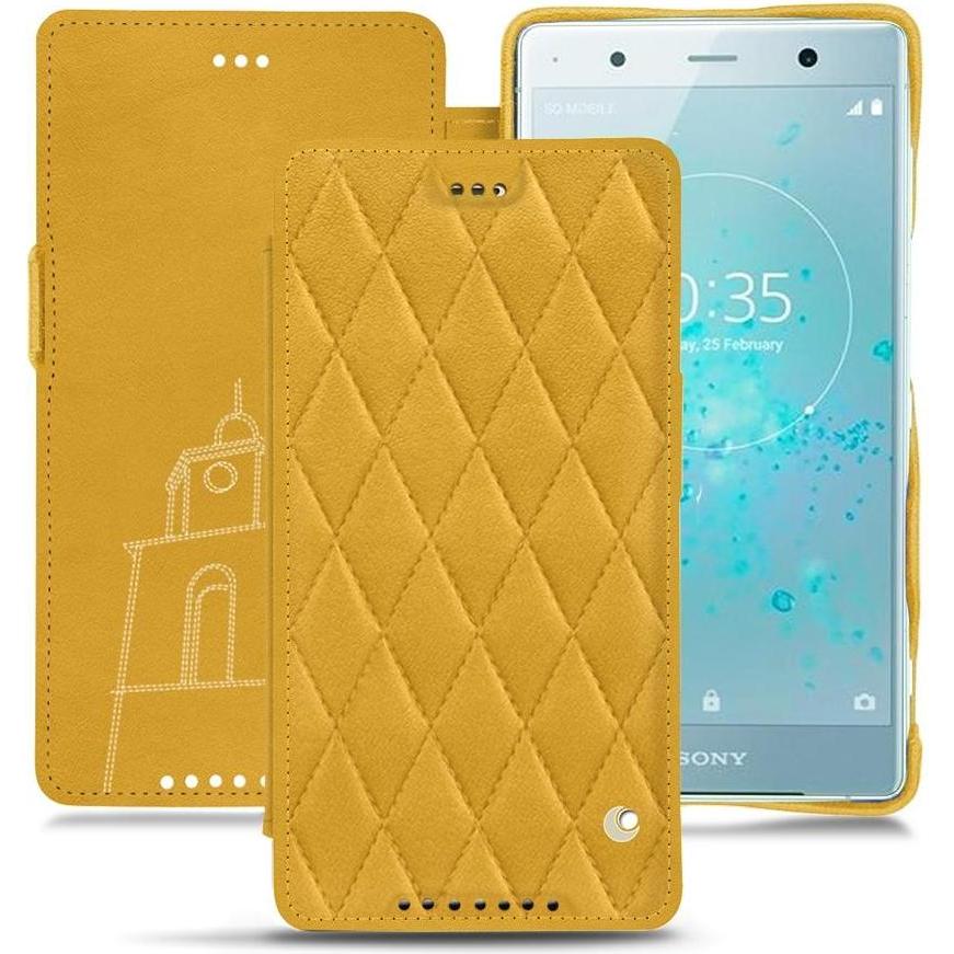 Noreve Lederschutzhülle horizontal (Sony Xperia XZ2 Premium), Smartphone Hülle, Orange