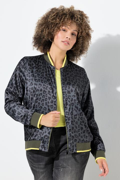 Actual product image Ulla Popken Wendeblouson, uni/Leomuster, Collegekragen, Langarm (42, 44)