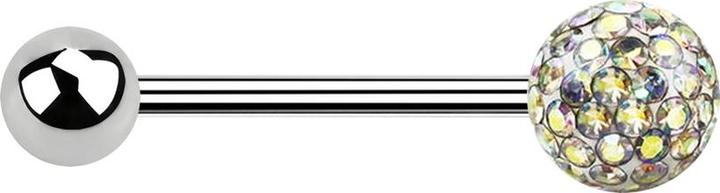 Actual product image Star Piercing Micro Barbell silber mit Kugel und Kristallkugel multicolor Epoxy Schutzschicht (without brass, Surgical steel 316L)
