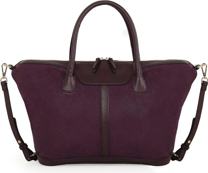Actual product image Kate Moss Perforated Leather Handbag with Multiple Pockets and Cotton Lining