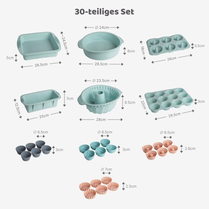 Produktbild Hermex 30-tlg. Silikon-Backformen-Set