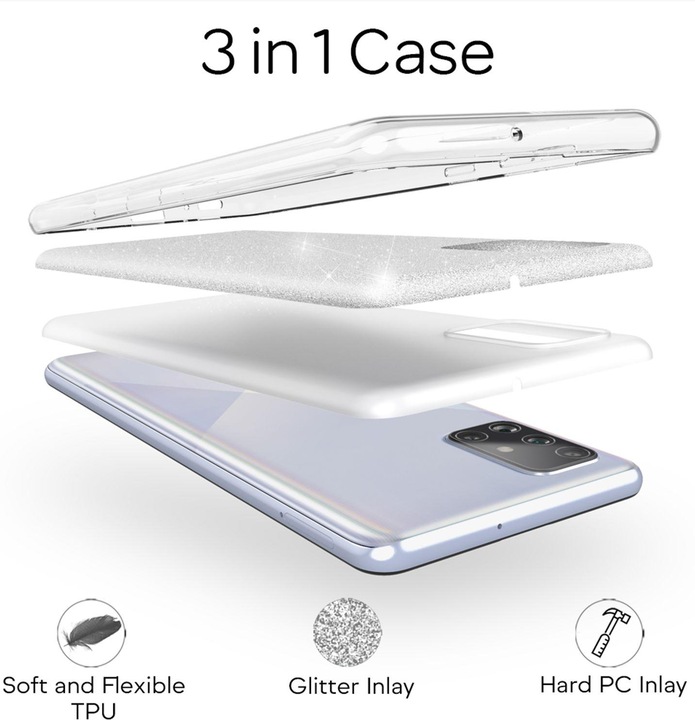 Actual product image Nalia Glitter cover (Samsung Galaxy A51)