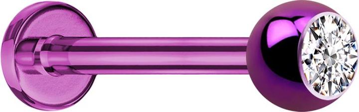 Produktbild Star Piercing Micro Labret violett mit Kugel und Kristall silber (ohne Messing, Titan G23)