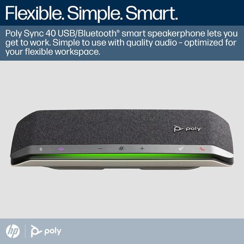 Produktbild Poly HP Sync 40-M Microsoft Teams-zertifizierte USB-A USB-C Freisprecheinrichtung, PC, Silber, 1,05