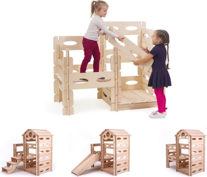 Immagine prodotto Montessori Set casetta costruisci e gioca + scivolo + scale ® Sport&Gym