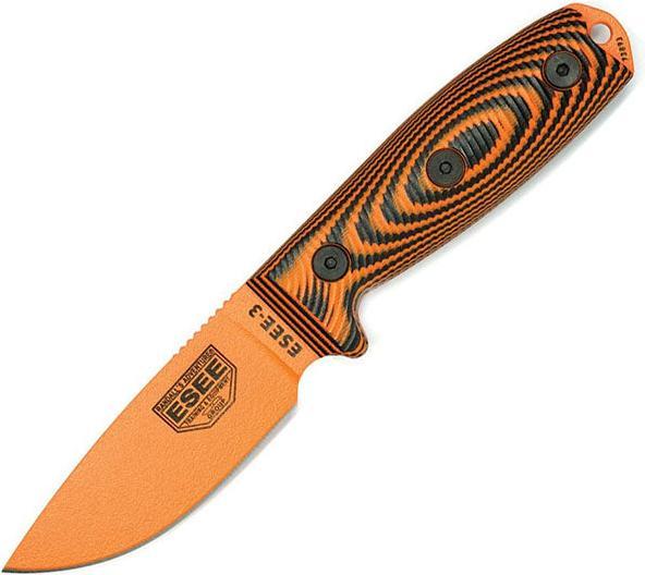 Immagine prodotto Esee Survivalmesser MODEL 3 3D, Glattschliff, orange (8.80 cm)