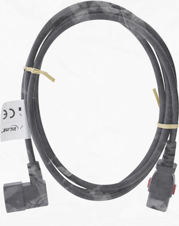 Actual product image InLine ® Kaltgeräteverlängerung, C13 verriegelbar auf C14 gewinkelt, schwarz, 5m (5 m, IEC 60906-1)