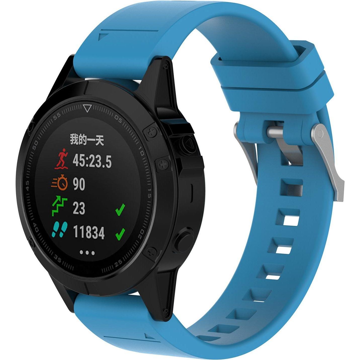 Strap-it Silikonarmband (26 mm, Silikon, fenix 5X, fenix 6X), Uhrenarmband, Blau