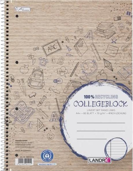Actual product image Landré Recycling A4+ spiral notebook (A4, A4+, Lined)