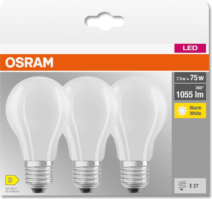 Image du produit Osram Led Base Classic A (E27, 7.50 W, 1055 lm, 3 x, D)