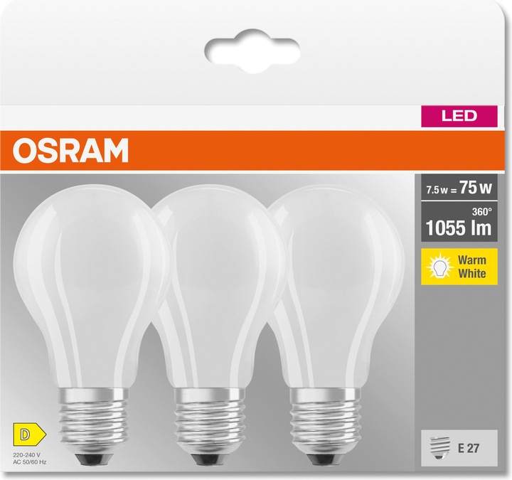 Image du produit Osram Led Base Classic A (E27, 7.50 W, 1055 lm, 3 x, D)
