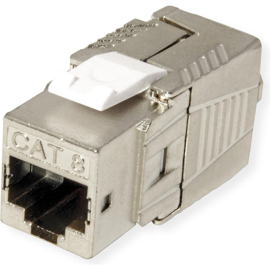 Roline Kat.8 Keystone, geschirmt, werkzeuglos, silberfarben, Server Zubehör, Silber
