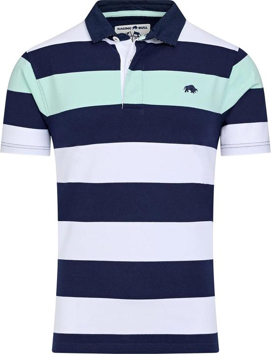 Actual product image Raging Bull Mens RB Sport Irregular Stripe Short-Sleeved Rugby Shirt (M)