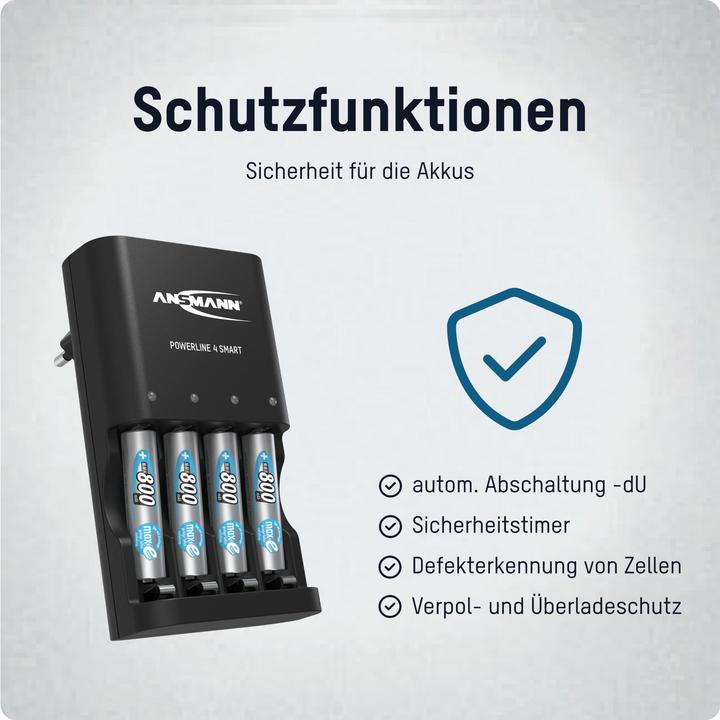 Productafbeelding Ansmann Batterijlader Powerline NiMH/NiCD Mignon AA/Micro AAA (1 Pcs., Oplaadbare batterijen + lader)