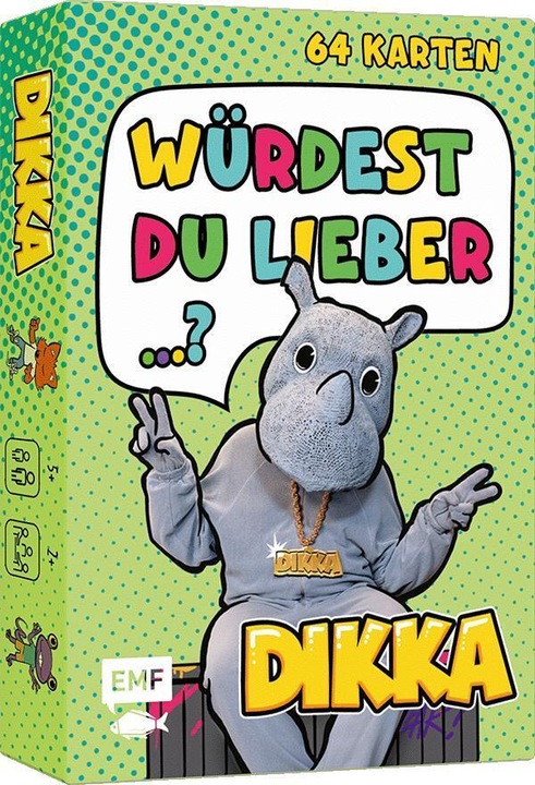 Actual product image Card game: Would you rather...? Powerful rhino questions for kids with DIKKA (German)