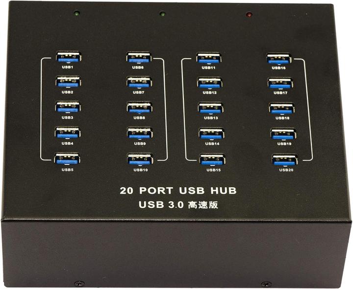 Image du produit Kalea-informatique Station d'alimentation et concentrateur USB industriel, 20 ports USB 3.0, montable ou en rack (USB-B, 20 ports)
