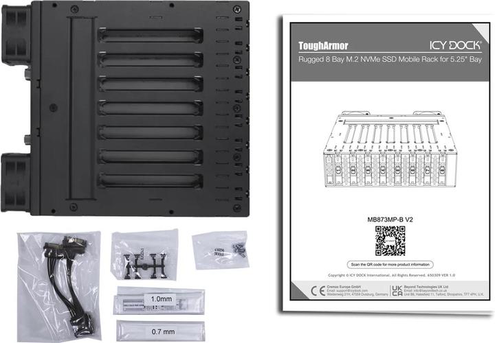 Actual product image Icydock ICY DOCK housing 8x M.2 NVMe SSDPCIe PCIe 4.0 64Gbps, for 5.25" bay