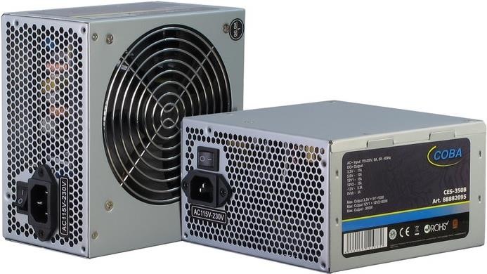 Produktbild Intertech Coba CES-350W 82+ ATX Netzteil 350W Luefter 120mm 1x PCI E 6+2 polig 3xS ATA 1x EPS 8 polig 1x FD... (350 W)
